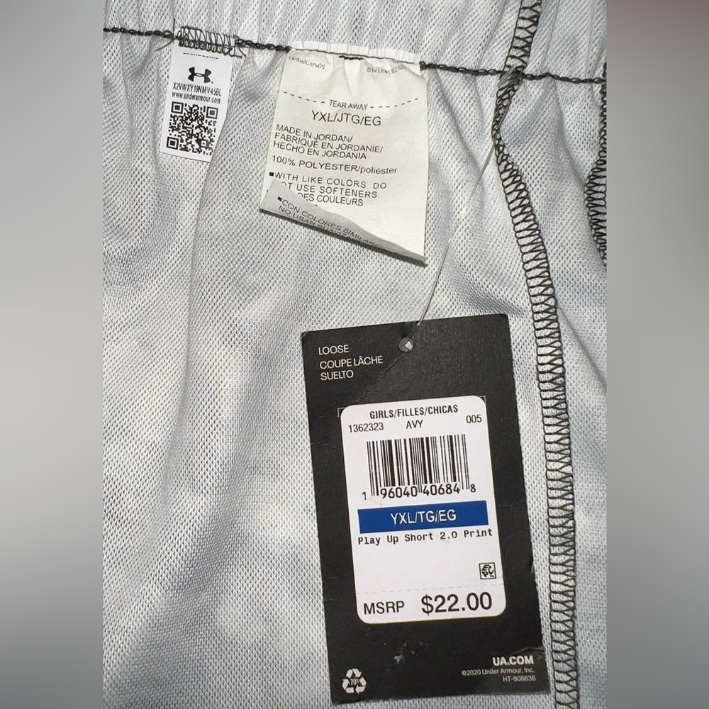 Under armour Girls' UA Play Up 2.0 Printed Shorts size YXL NWT - Picture 5 of 5